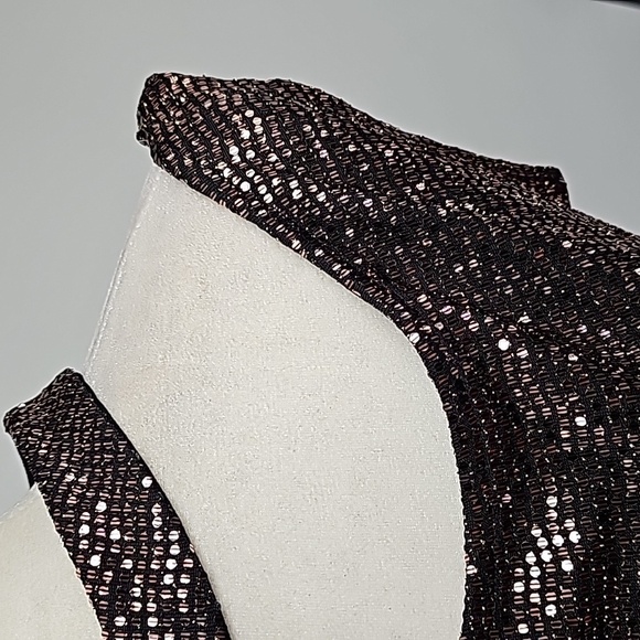 Express Bronze Sequined Exposed Shoulder Cutout Short Sleeved Blouse - Picture 5 of 13